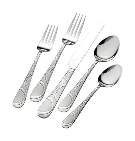 Pfaltzgraff Silver Stainless Steel Swirl Pattern on handle Flatware Set 20 pk - Case Of: 1; Each ...