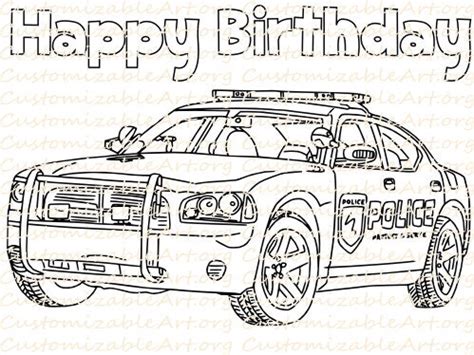 Police Birthday Party Favor Printable Police Car Coloring Page Sheet Cop Car Law Enforcement ...