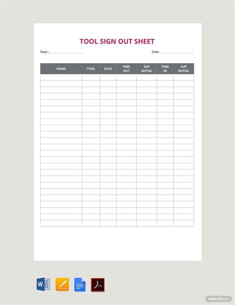 Printable Sign Out Sheet Template - Printable Templates Free