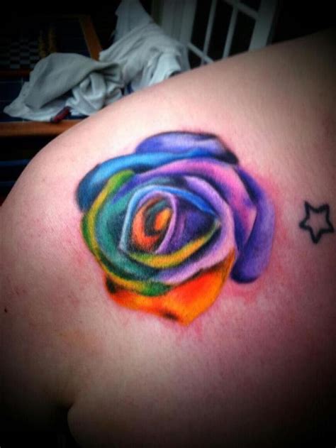 Rose Tattoo | Rainbow tattoos, Colorful rose tattoos, Rose tattoo