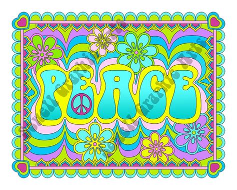 Adult Coloring Page PEACE Digital Printable Coloring Page for - Etsy