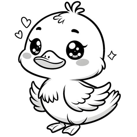 Premium Vector | Vector duck drawing coloring page for children