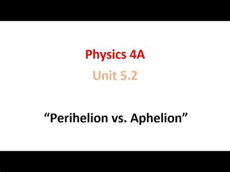 Perihelion vs. Aphelion - YouTube