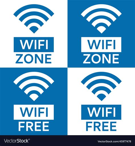 Wifi zone icon set free sign Royalty Free Vector Image