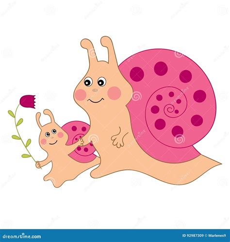 Vector Cute Snails, Snail Clipart Stock Vector - Illustration of color, pink: 92987309