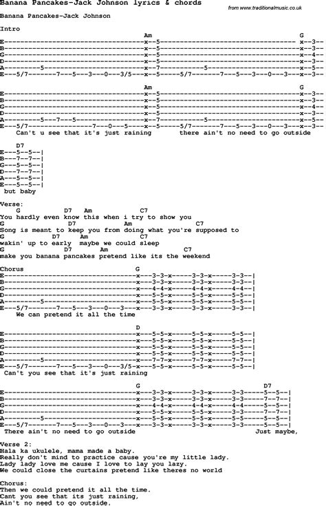 Love Song Lyrics for:Banana Pancakes-Jack Johnson with chords.