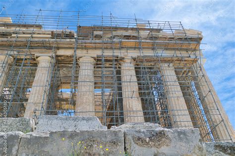 Parthenon, the temple of the Goddess Athena on the rock of the ...