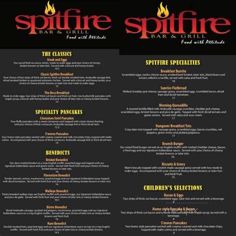 Menu of Spitfire Bar & Grill in West Fargo, ND 58078