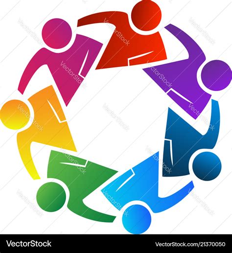 Teamwork people working together logo Royalty Free Vector