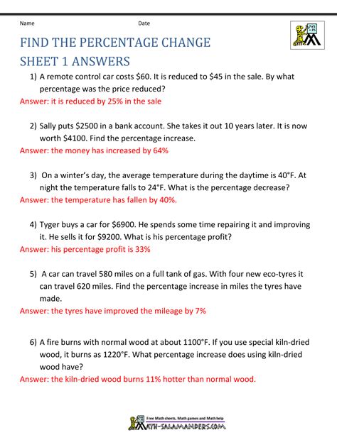 Percentage Increase And Decrease Worksheet – Zip Worksheet