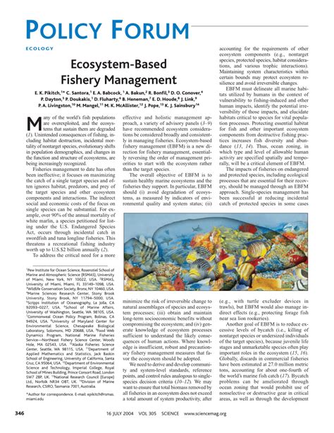 (PDF) ECOLOGY: ecosystem-based fishery management