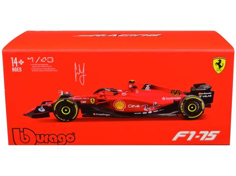 Diecast Ferrari F1-75 #55 Carlos Sainz "Ferrari Racing" Formula One F1 ...