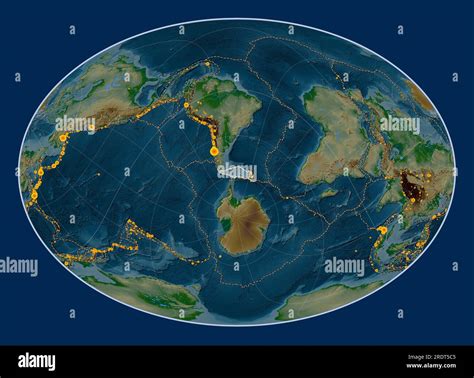 Scotia tectonic plate on the physical elevation map in the Fahey Oblique projection centered ...