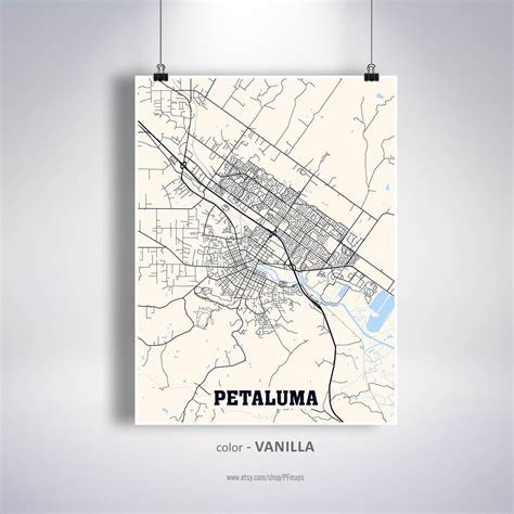 Petaluma Map Print Petaluma City Map California CA USA Map | Etsy