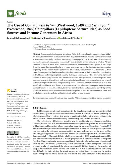 (PDF) The Use of Gonimbrasia belina (Westwood, 1849) and Cirina forda ...