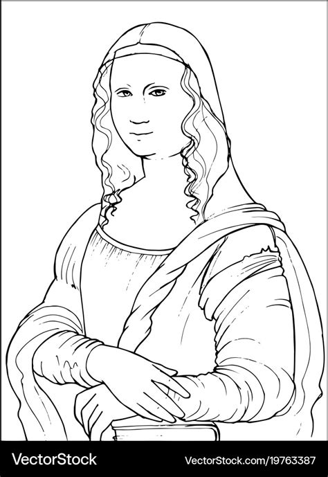 Mona lisa coloring Royalty Free Vector Image - VectorStock