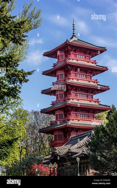 The red Japanese Tower, pagoda built by architect Alexandre Marcel in ...