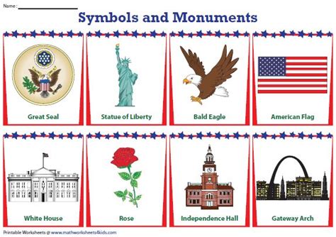 U.S. Symbols and Monuments Worksheets | American symbols, National symbols, Monument