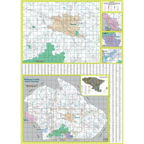 Boone and Watauga County, NC Wall Map - The Map Shop