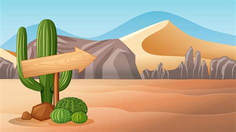 Desert scene with wood sign 293515 Vector Art at Vecteezy