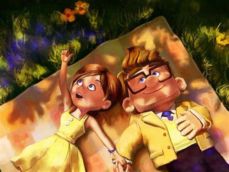 Download Ellie And Carl From Up Movie In Yellow Attire Wallpaper | Wallpapers.com