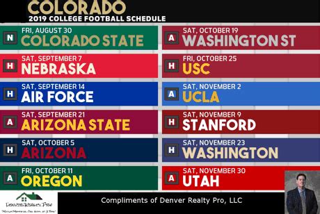 2019 Colorado Buffaloes Football Schedule