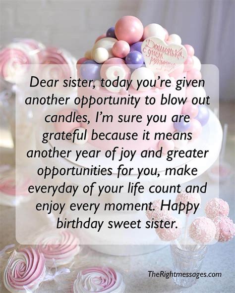 Short And Long Birthday Wishes For Sister - The Right Messages | Birthday messages for sister ...