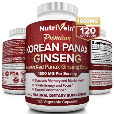 NutraChamps Korean Red Panax Ginseng 1000mg - 120 Vegan Capsules Extra ...