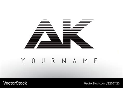 Ak black and white horizontal stripes letter logo Vector Image