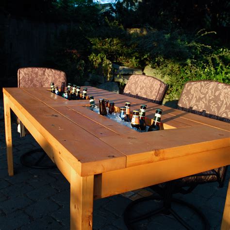 Wonderful DIY Patio Table with Built-in Wine Cooler