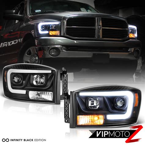 06-08 Dodge Ram 1500 Pickup Truck Black LED DRL Tube Projector ...