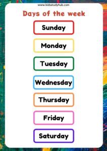 Days of the Week Chart and Worksheet