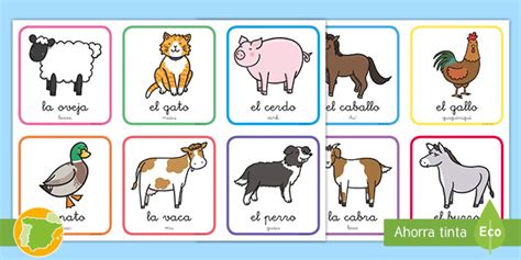 Tarjetas: Los sonidos de los animales de la granja