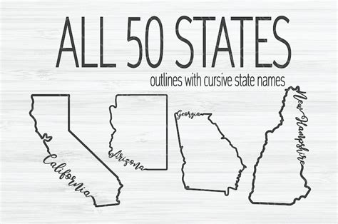 All 50 States Outline SVG Bundle. United States Svg. US - Etsy