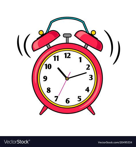 Cartoon red ringing alarm clock Royalty Free Vector Image