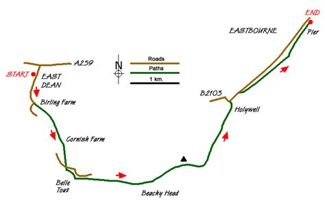 Beachy Head & Eastbourne from East Dean | route map