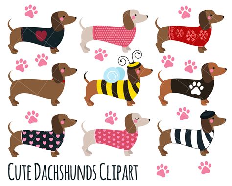 Dachshund clipart, Dachshund Clip art, Dog Clipart, puppy, Christmas D By My First Invite ...