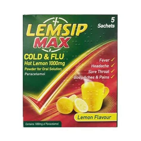 Lemsip Max Cold And Flu Lemon Sachets 1000mg (5) - Glen Pharmacy