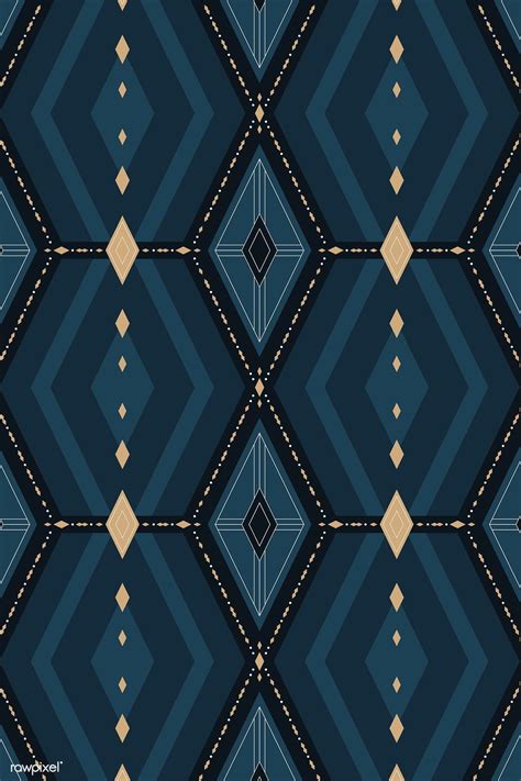 Seamless navy blue geometric patterned wallpaper vector | premium image ...