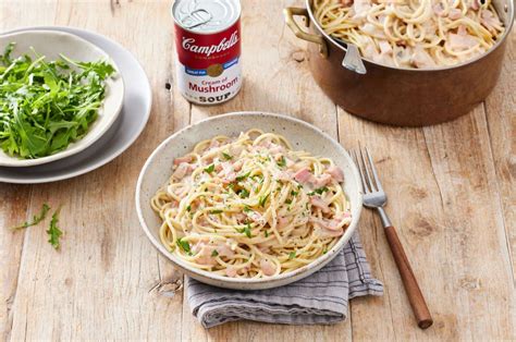 Spaghetti with Mushroom and Bacon Sauce Recipe | Campbell's Soup UK