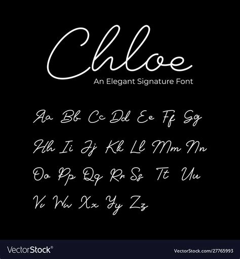 Chloe signature font Royalty Free Vector Image