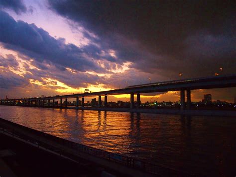 Arakawa River at sunset