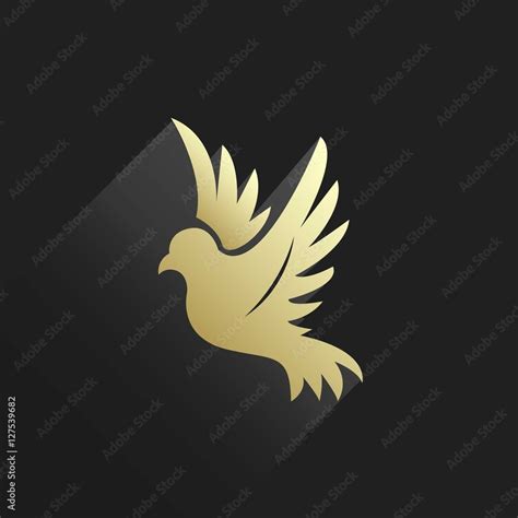 Golden Bird Logo with Long Shadow vector de Stock | Adobe Stock