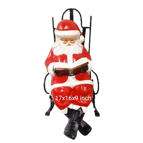 BIG SANTA CLAUS IN ROCKING CHAIR CHRISTMAS DECOR by LIMAN GLASS HANDRCAFTED