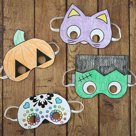 Halloween masks to print and color - It's Always Autumn