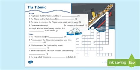 The Titanic Crossword (Teacher-Made) - Twinkl