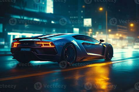 Night City Ride in a Luxury Sports Car. created with Generative AI ...