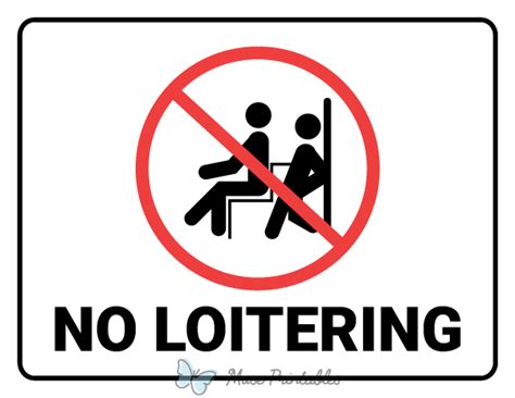 Printable No Loitering Sign