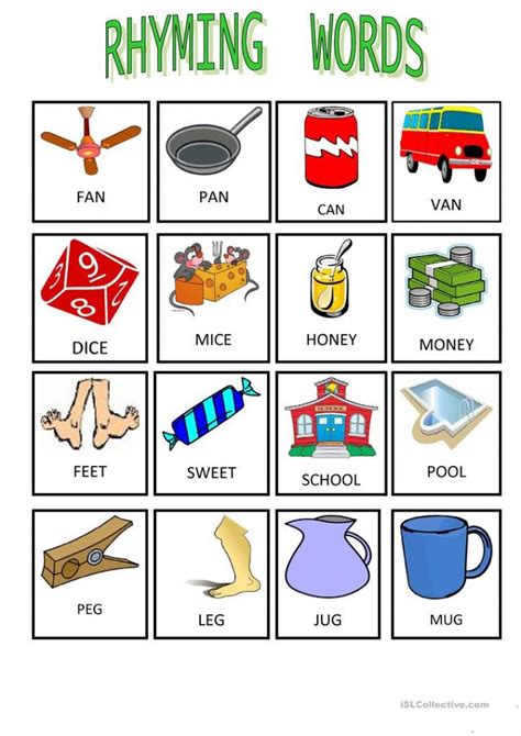 Rhyming Words-1 Worksheet - Free Esl Printable Worksheets Made - Free Printable Rhyming Words ...