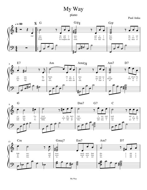 My Way Sheet music for Piano (Solo) Easy | Musescore.com